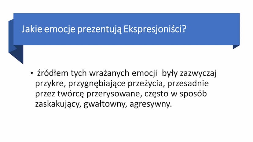 EKSPRESJONIZM Co to jest?
-
Jest to z (łac. expressio – „wyraz, wyrażenie”) – kierunek artystyczny
w kulturze europejskiej i amerykańskiej p