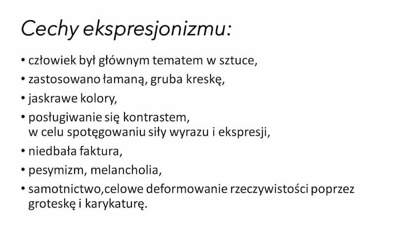 EKSPRESJONIZM Co to jest?
-
Jest to z (łac. expressio – „wyraz, wyrażenie”) – kierunek artystyczny
w kulturze europejskiej i amerykańskiej p