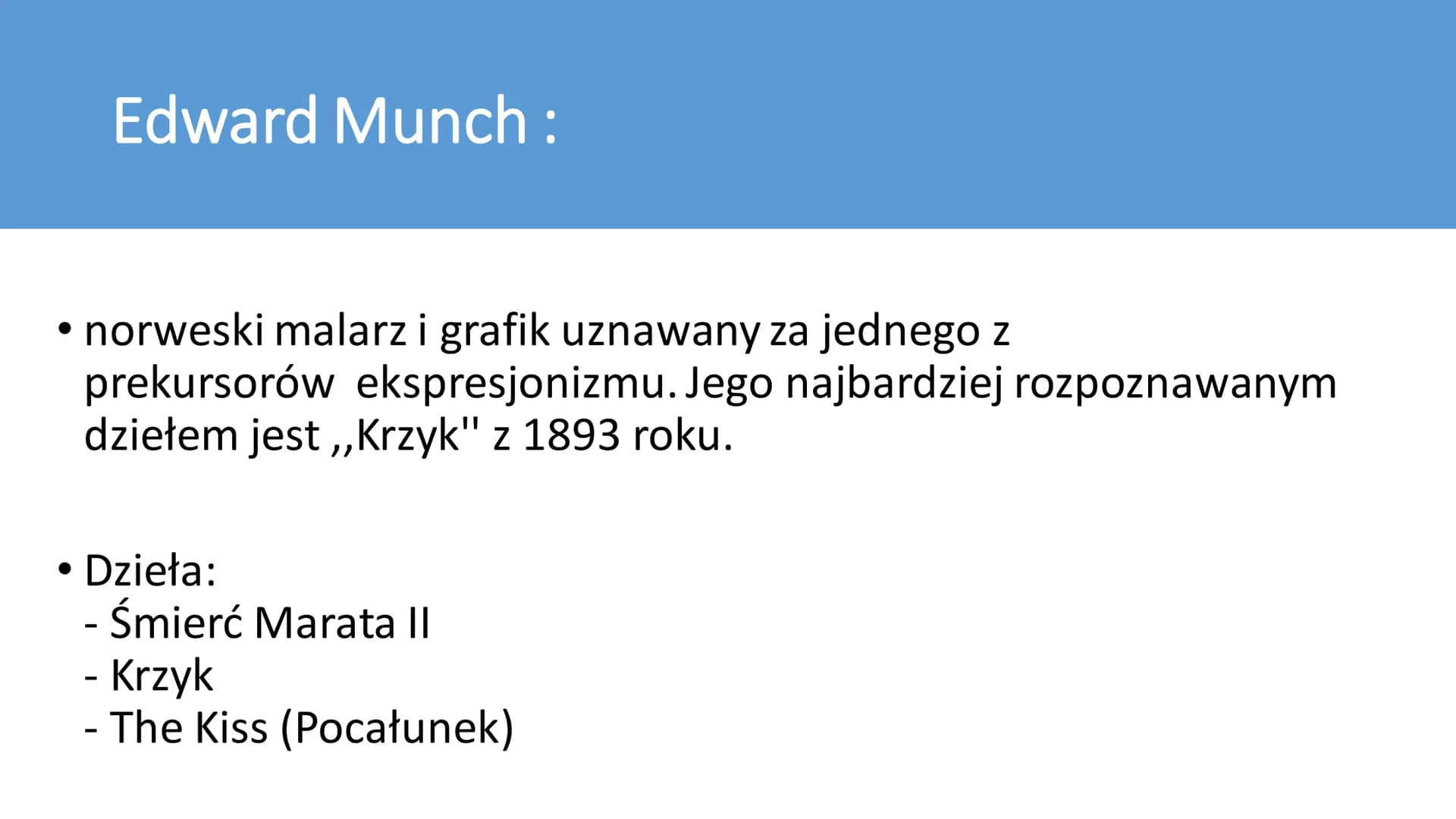 EKSPRESJONIZM Co to jest?
-
Jest to z (łac. expressio – „wyraz, wyrażenie”) – kierunek artystyczny
w kulturze europejskiej i amerykańskiej p