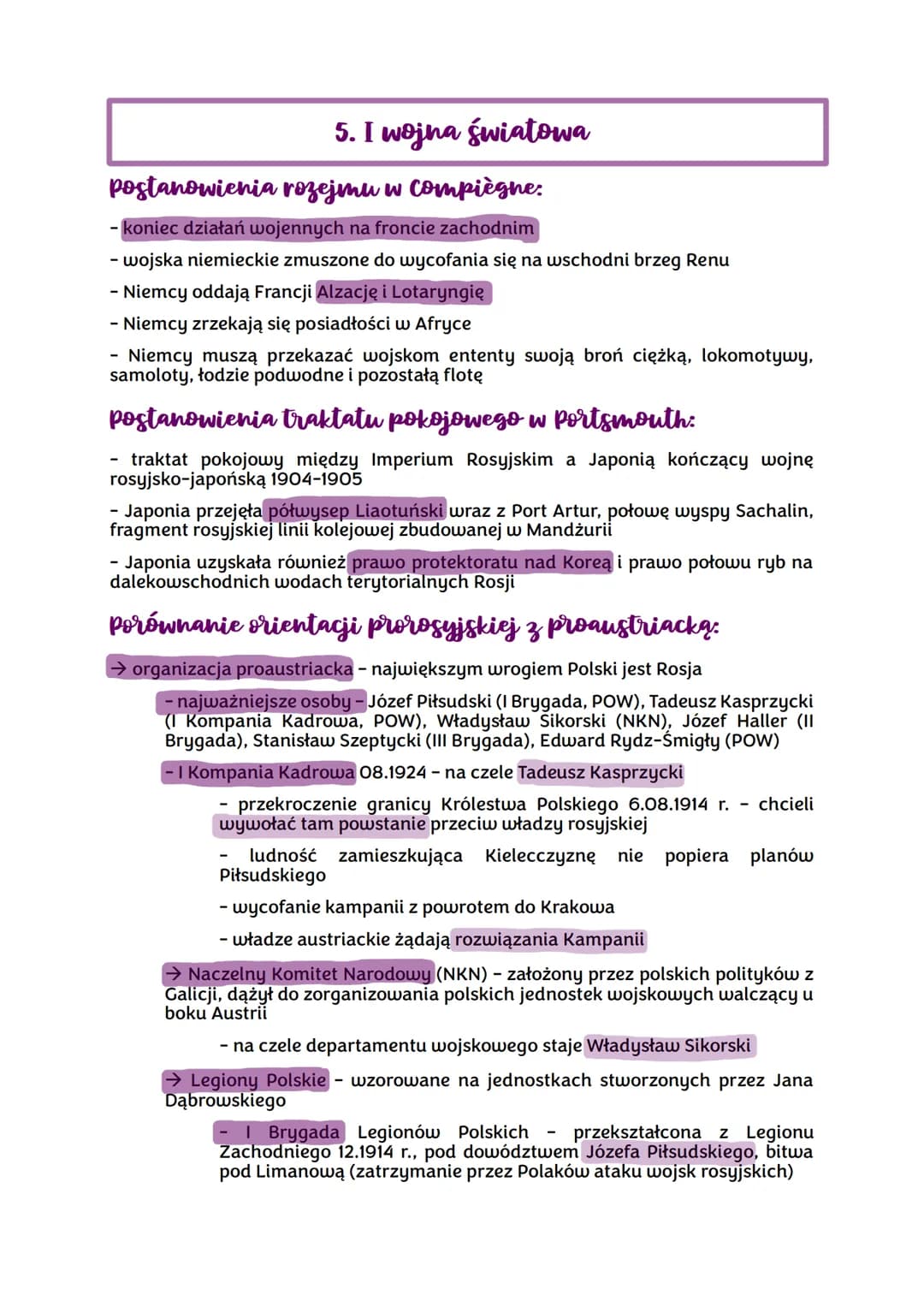 5. I wojna światowa
postanowienia rozejmu w compiègne.
- koniec działań wojennych na froncie zachodnim
- wojska niemieckie zmuszone do wycof