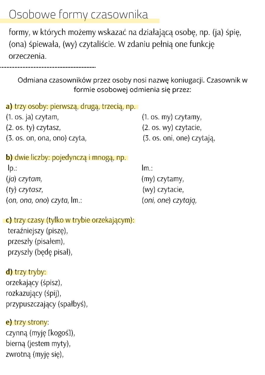 Osobowe formy czasownika