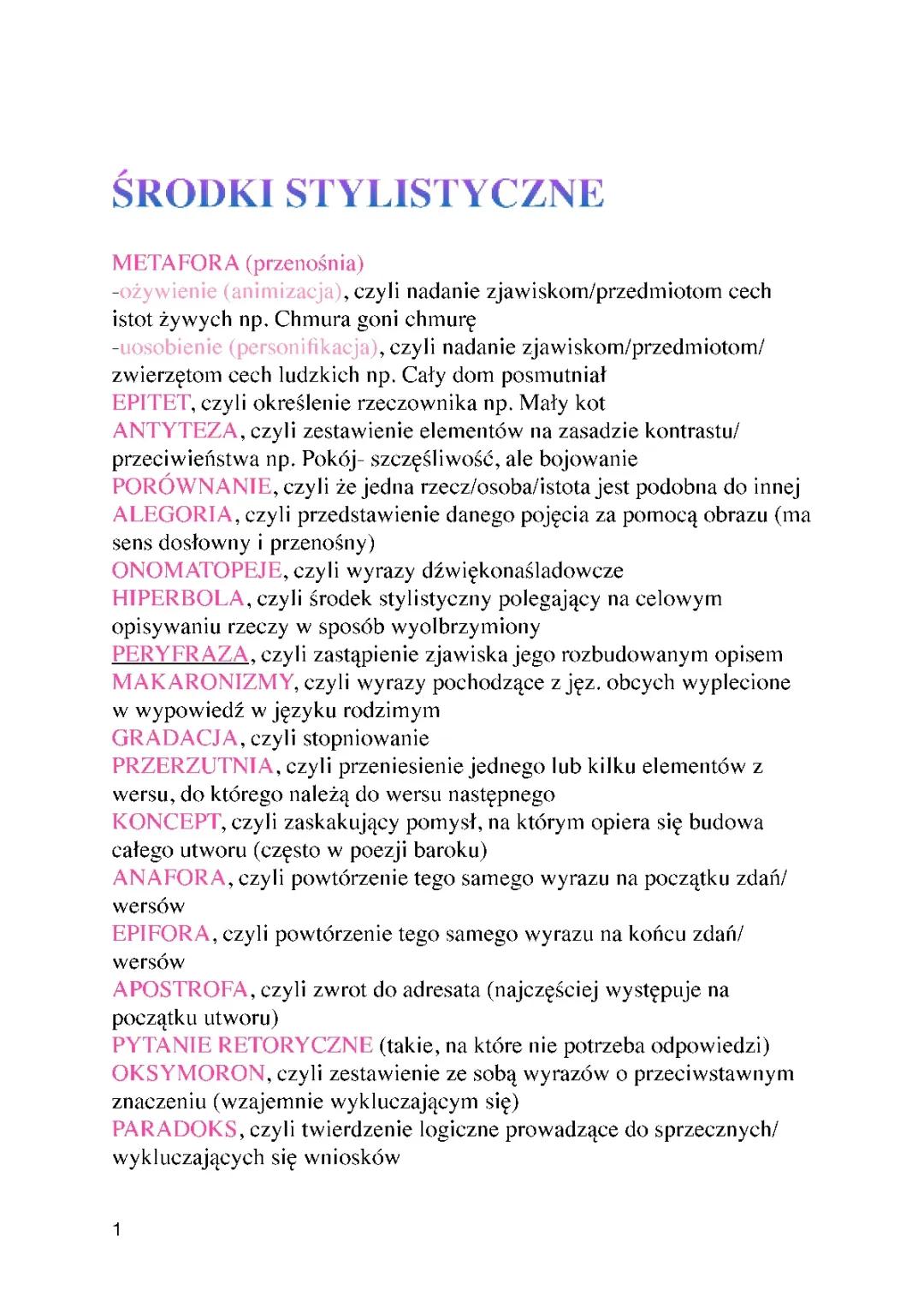 środki stylistyczne