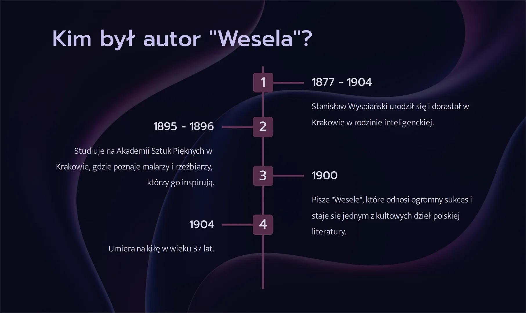 4

"Wesele" - notatka

Witajcie na prezentacji o jednym z najważniejszych dzieł polskiej
literatury. Poznacie historię powstania, inspiracje