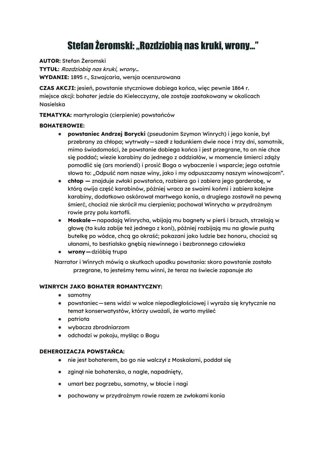 --- OCR Start ---
Stefan Żeromski: „Rozdziobią nas kruki, wrony..."
AUTOR: Stefan Żeromski
TYTUŁ: Rozdziobią nas kruki, wrony...
WYDANIE: 18