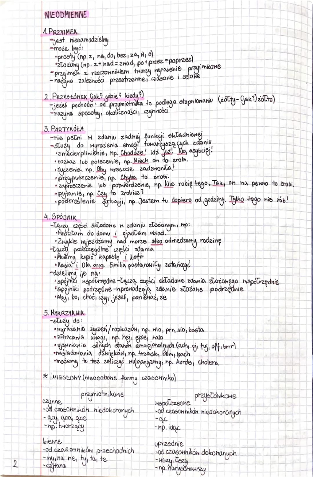 CZĘŚCI MÓWY
ODMIENNE
1. RZECZOWNIK (kto? co?)
-odmienia się przez:
-przypadki
-liczby
-ma określony rodzaj
-nazywa zwierzęta, rzeczy, uczuci