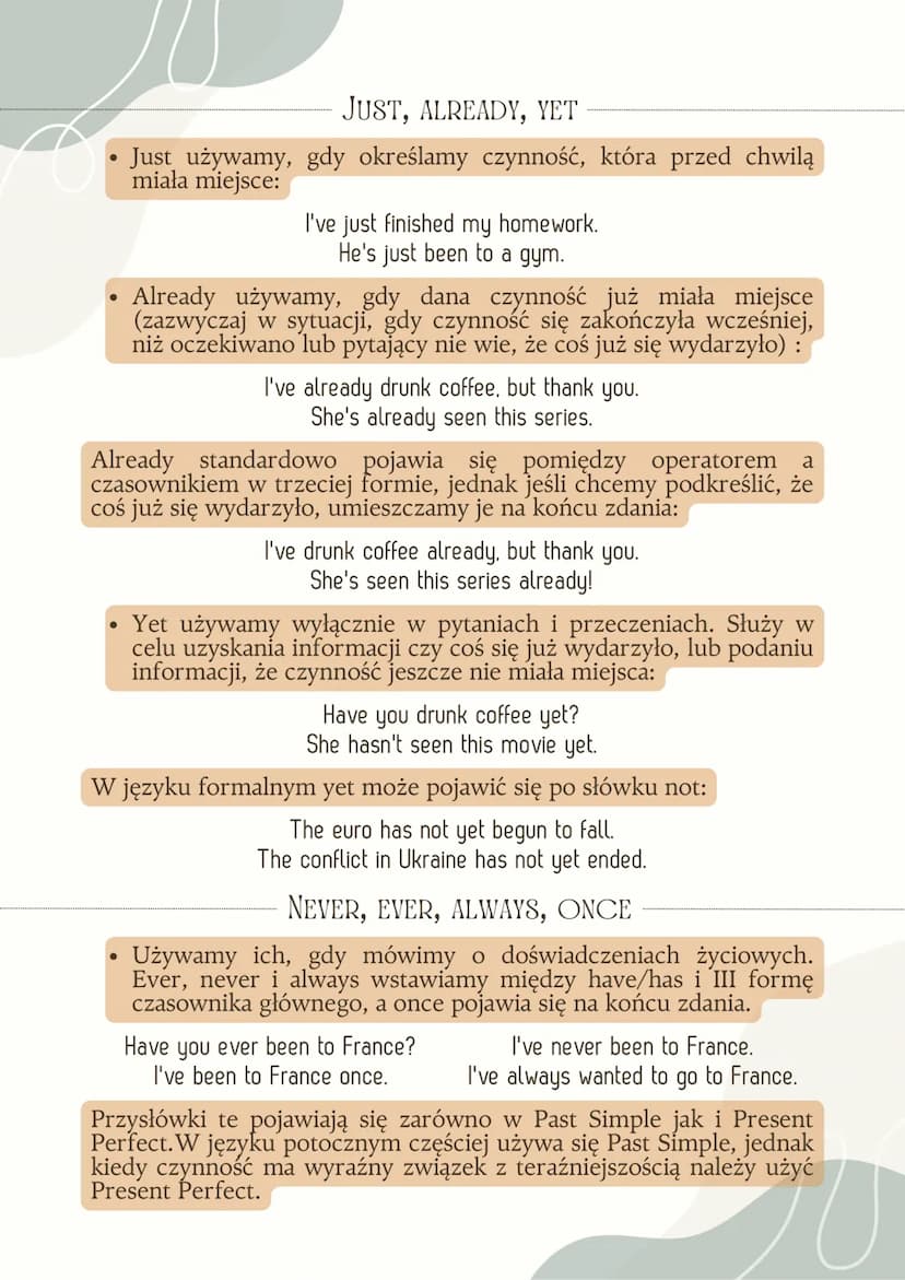 PRESENT PERFECT
BUDOWA
PODMIOT + HAVE/HAS + CZASOWNIK W III FORMIE
I've seen this movie.
PYTANIA I PRZECZENIA
Aby utworzyć pytanie wystarczy