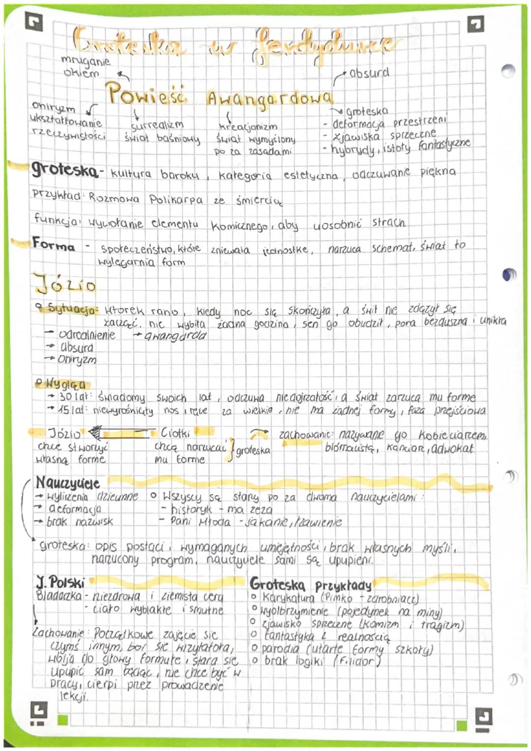 mruganie
okiem
Ohiryzm
ukształtowanie
rzeczywistości
冇
Powieść Awangardowa
Surrealizm
świat baśniowy
groteska-kultura baroku
Przykład: Rozmo