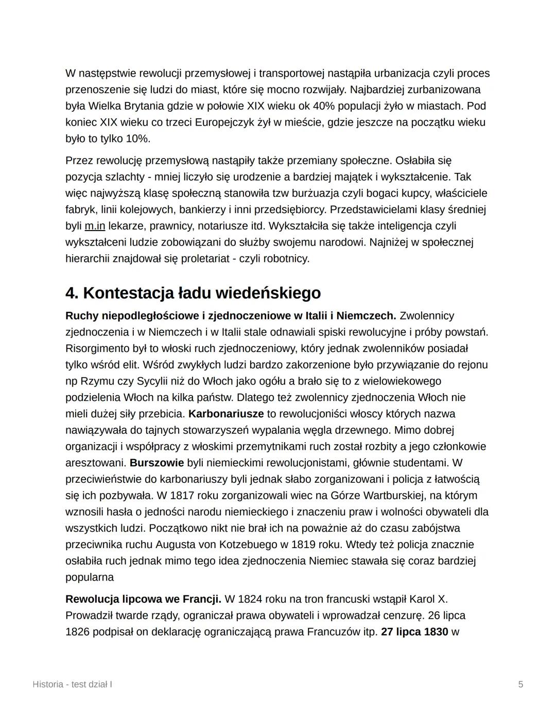 Historia - test dział I
1. Kongres wiedeński
Kongres wiedeński trwał w latach 1814-15. Był to zjazd władców, arystokracji i innych
wpływowyc