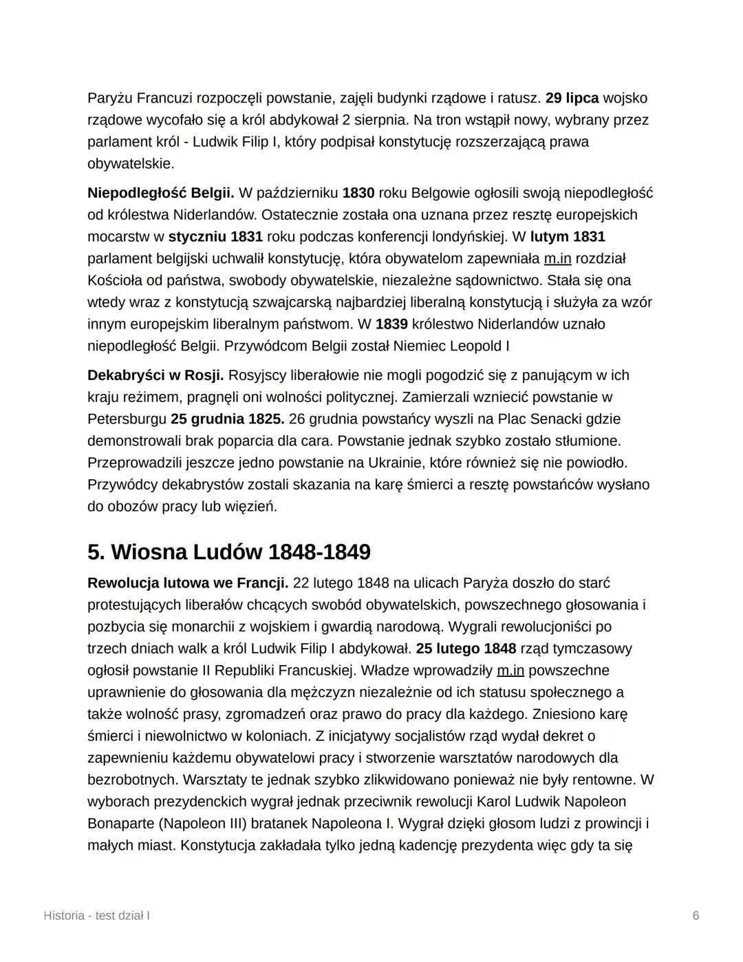 Historia - test dział I
1. Kongres wiedeński
Kongres wiedeński trwał w latach 1814-15. Był to zjazd władców, arystokracji i innych
wpływowyc