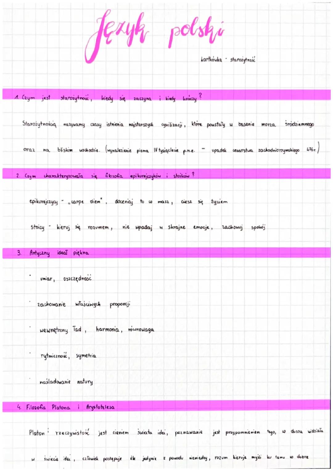 Filozofia w Starożytności - Klasa 1 Język Polski