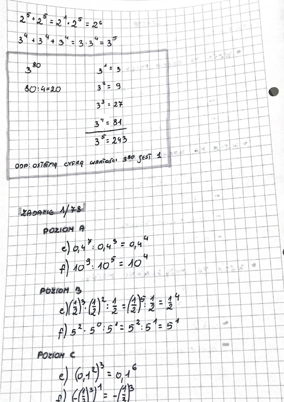 D
TEMATE POTĘGI O TYCH SAMYCH PODSTAWACH -KONTYNUACJA
WEOR NO ILOCETH POTEG
-
●
n
a^ •am
070
n, m- LICZBY NATURALNG
n
a": am
a=0
nfm
n7m
n+m