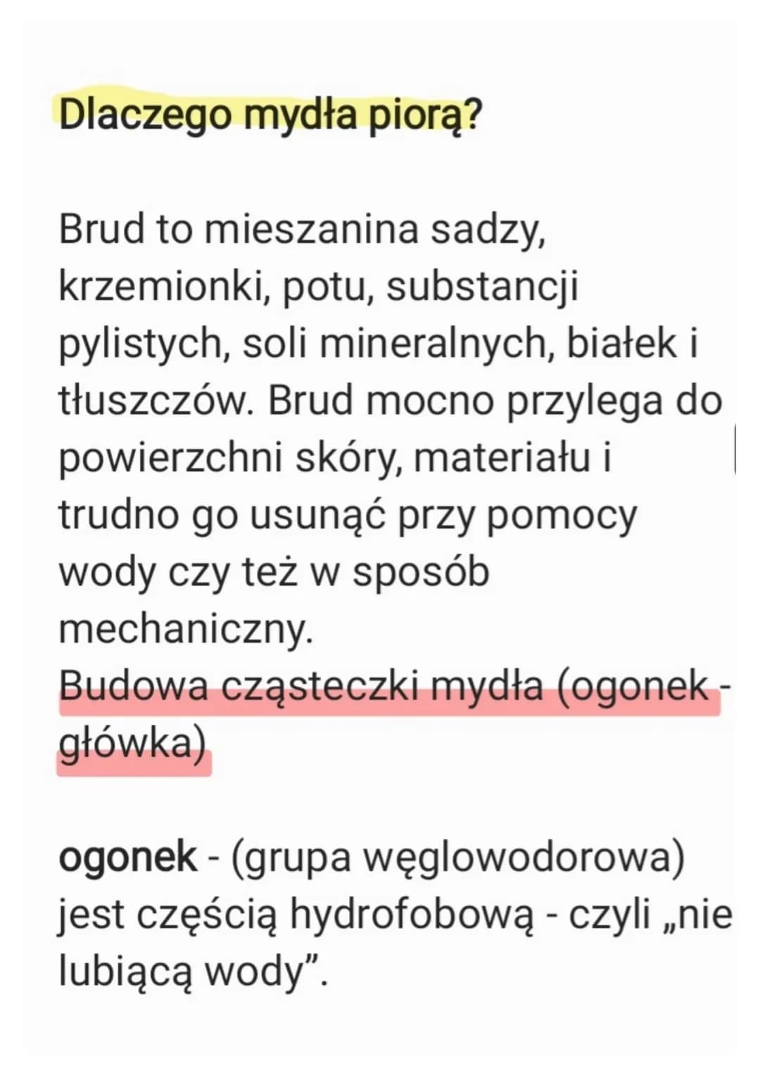 MYDŁA
To sole wyższych kwasów
tłuszczowych (stearynowego,
palmitynowego oraz oleinowego),
które dobrze rozpuszczają się w
wodzie.
Sole sodow