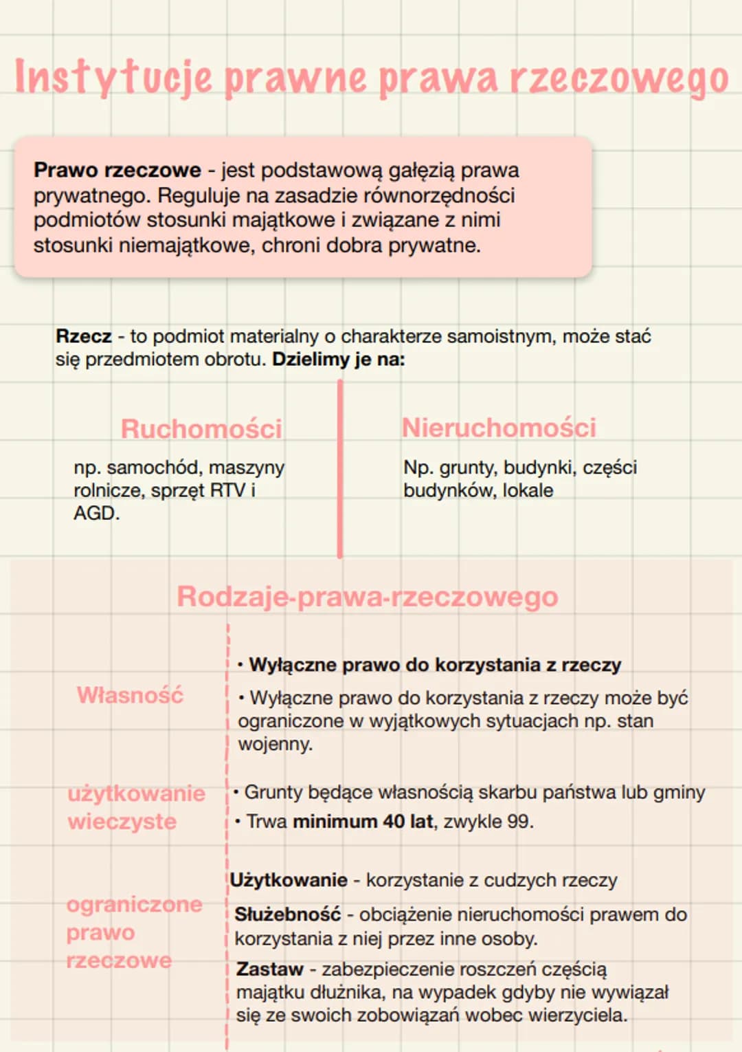 Instytucje prawne prawa rzeczowego
Prawo rzeczowe - jest podstawową gałęzią prawa
prywatnego. Reguluje na zasadzie równorzędności
podmiotów 