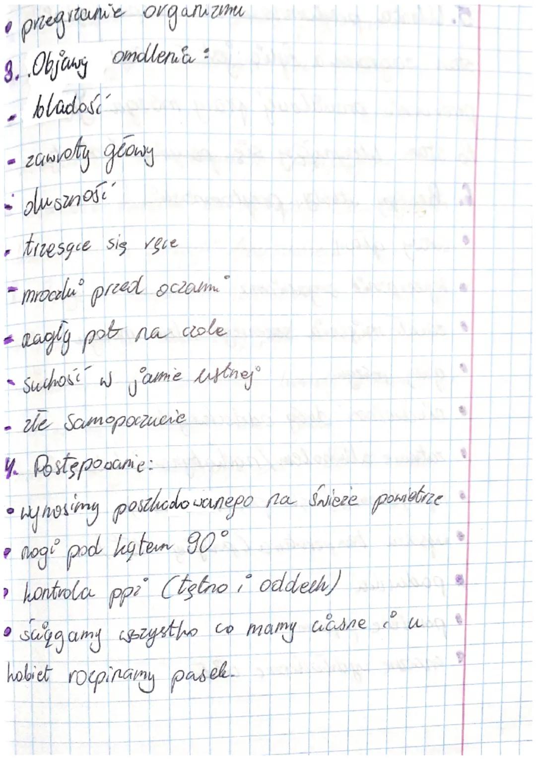 T: Pierwsza pomoc osobie nieprzytomnej.

4. Omdlenie:

• jest to utrata świadomości, hitova tuwa
od killu selund do jednej minuty

• jest to