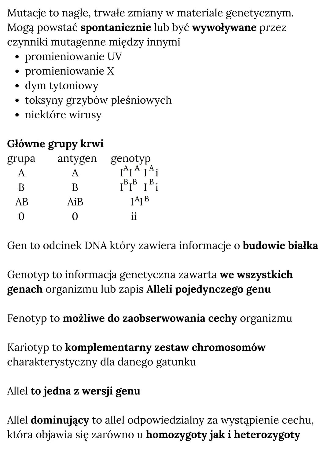 # Biologia

Kariotyp człowieka - zestaw 46 chromosomów obejmuje 22 pary
chromosomów autosomalnych i 1 parę chromosomów płci

Geny cech spręż