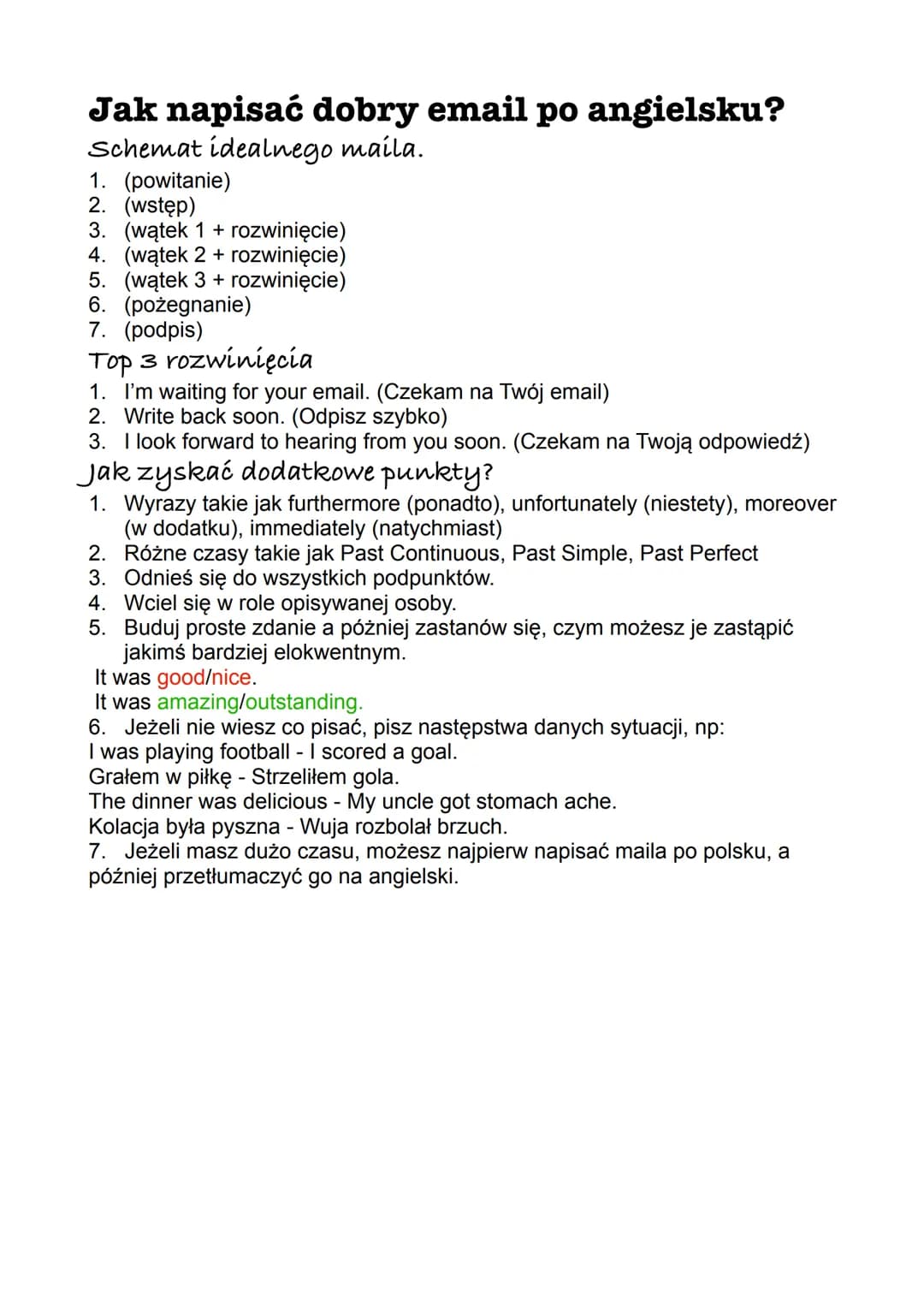 Jak napisać dobry email po angielsku?
Schemat idealnego maila.
1. (powitanie)
2. (wstęp)
3. (wątek 1 + rozwinięcie)
4. (wątek 2+ rozwinięcie