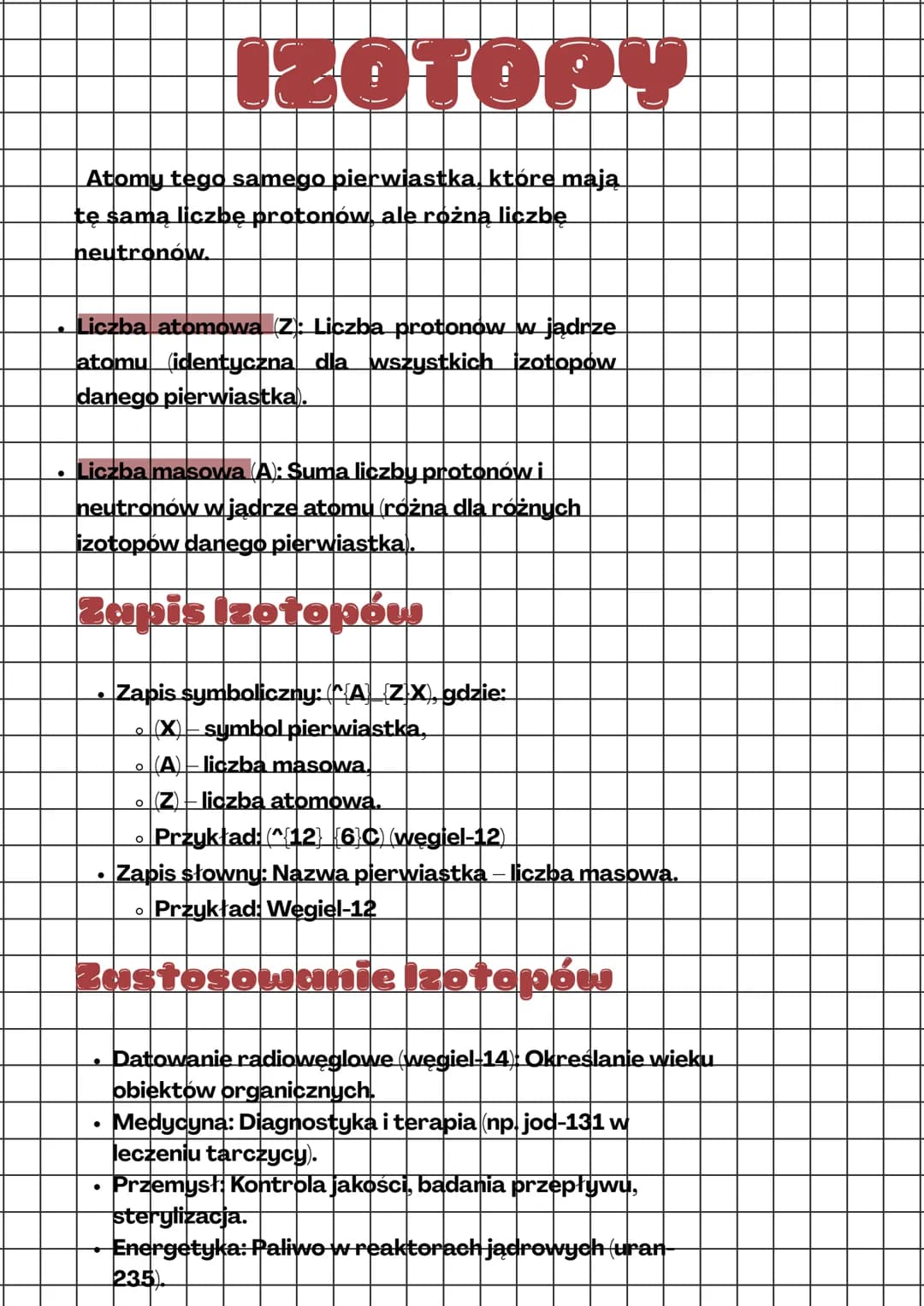 Izotopy- chemia klasa 1 szkoły ponadpodstawowej