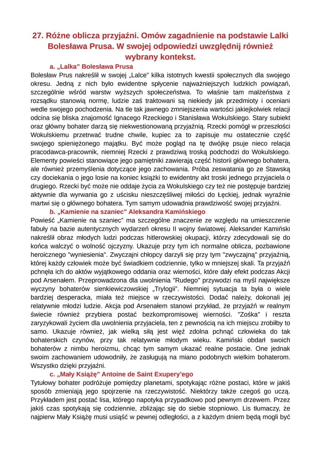PYTANIA JAWNE
,,LALKA" BOLESŁAWA PRUSA
26. Miłość - siła destrukcyjna czy motywująca do działania? Omów
zagadnienie na podstawie Lalki Boles
