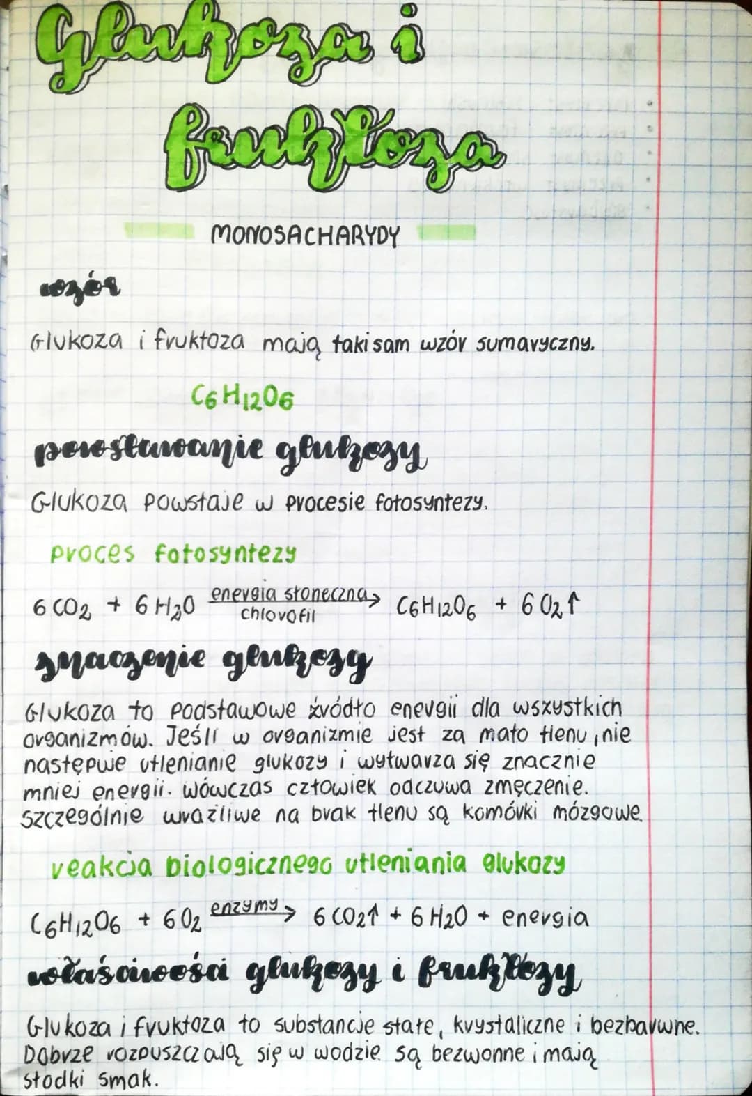 Glukoza i
Bruchfors
MONOSACHARYDY
cozór
Glukoza i fruktoza mają taki sam wzór sumaryczny.
C6H1206
perostawanie glukozy
Glukoza powstaje w pr