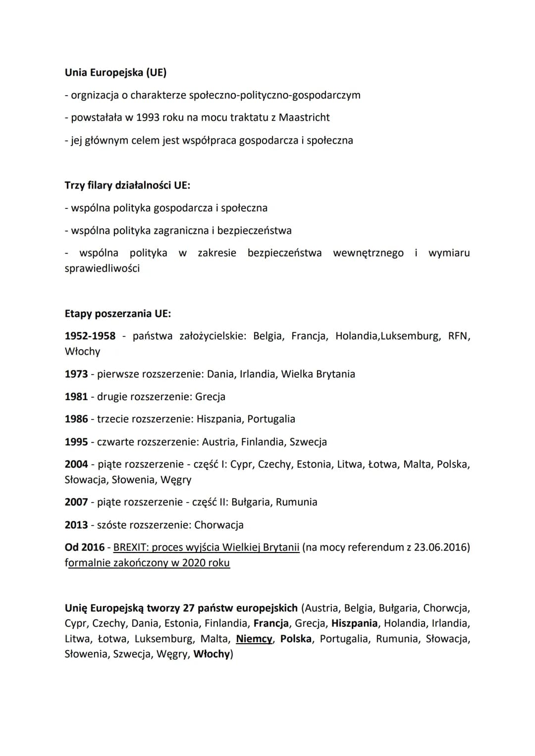 Unia Europejska (UE)
- orgnizacja o charakterze społeczno-polityczno-gospodarczym
- powstałała w 1993 roku na mocu traktatu z Maastricht
- j