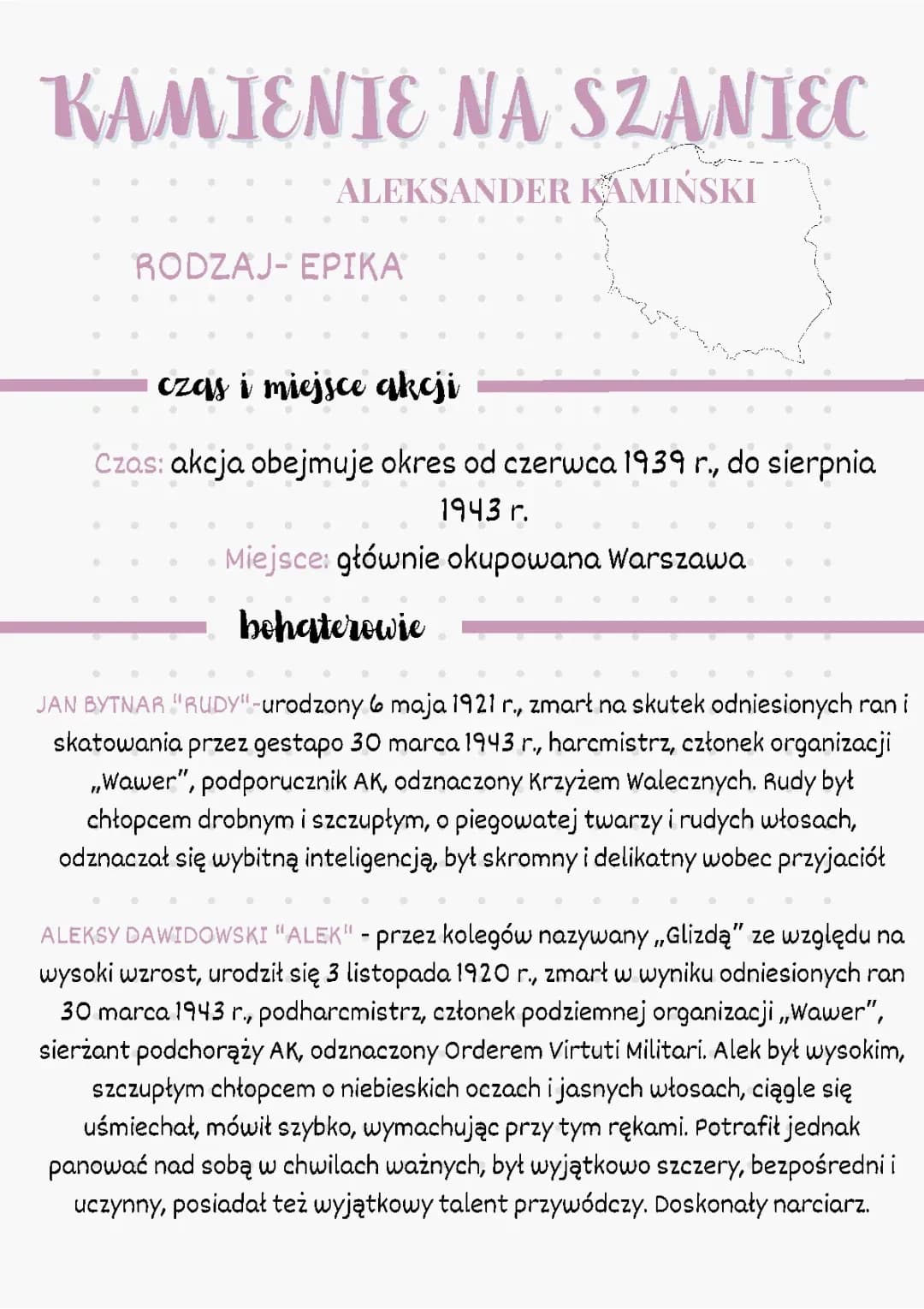 Kamienie na Szaniec - powtórka, streszczenie, quiz do egzaminu ósmoklasisty