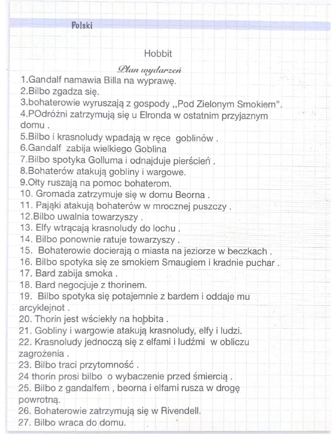 Hobbit: Szczegółowy Plan Wydarzeń