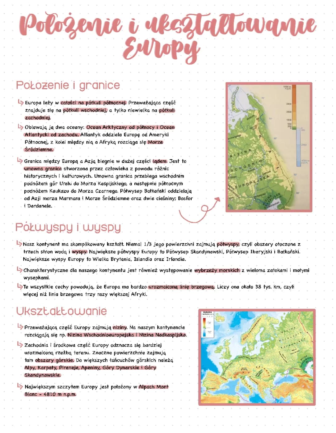 Położenie i ukształtowanie Europy - geografia klasa 6 
