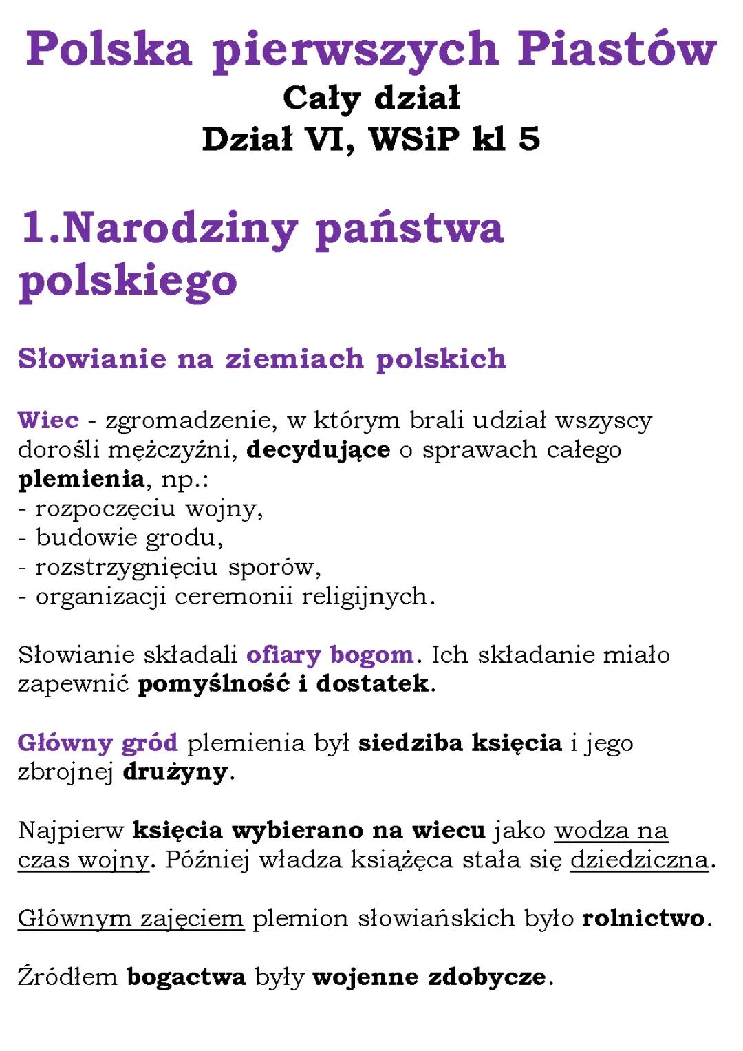 Polska pierwszych Piastów - Sprawdzian i Odpowiedzi dla Klasy 5