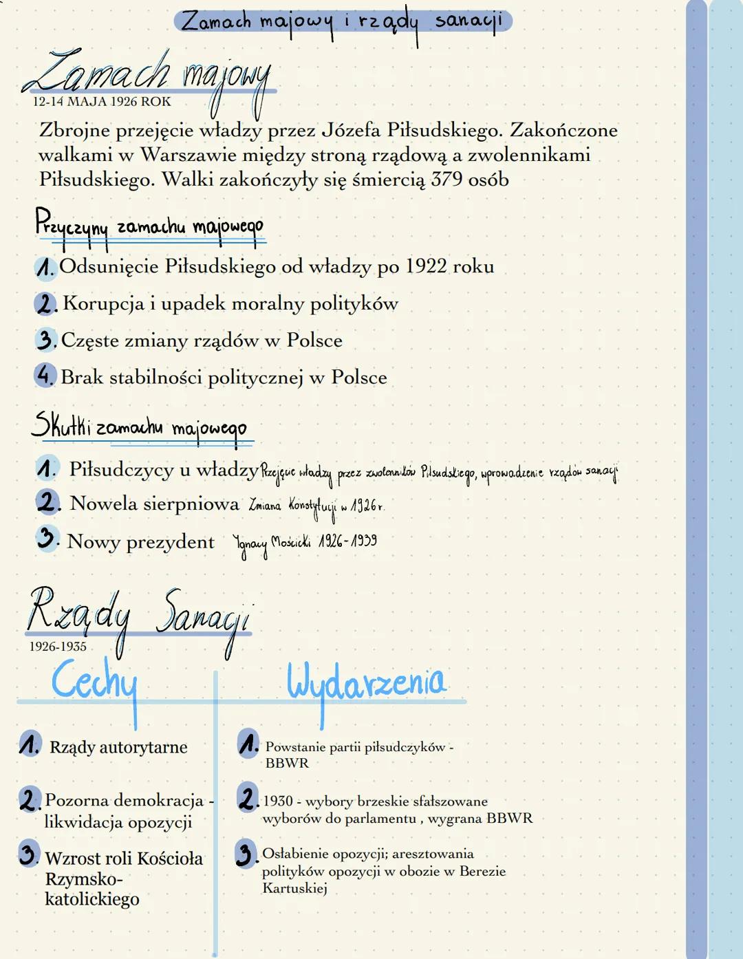 Przewrót i Zamach Majowy - Przyczyny, Skutki i Rządy Sanacji w Polsce