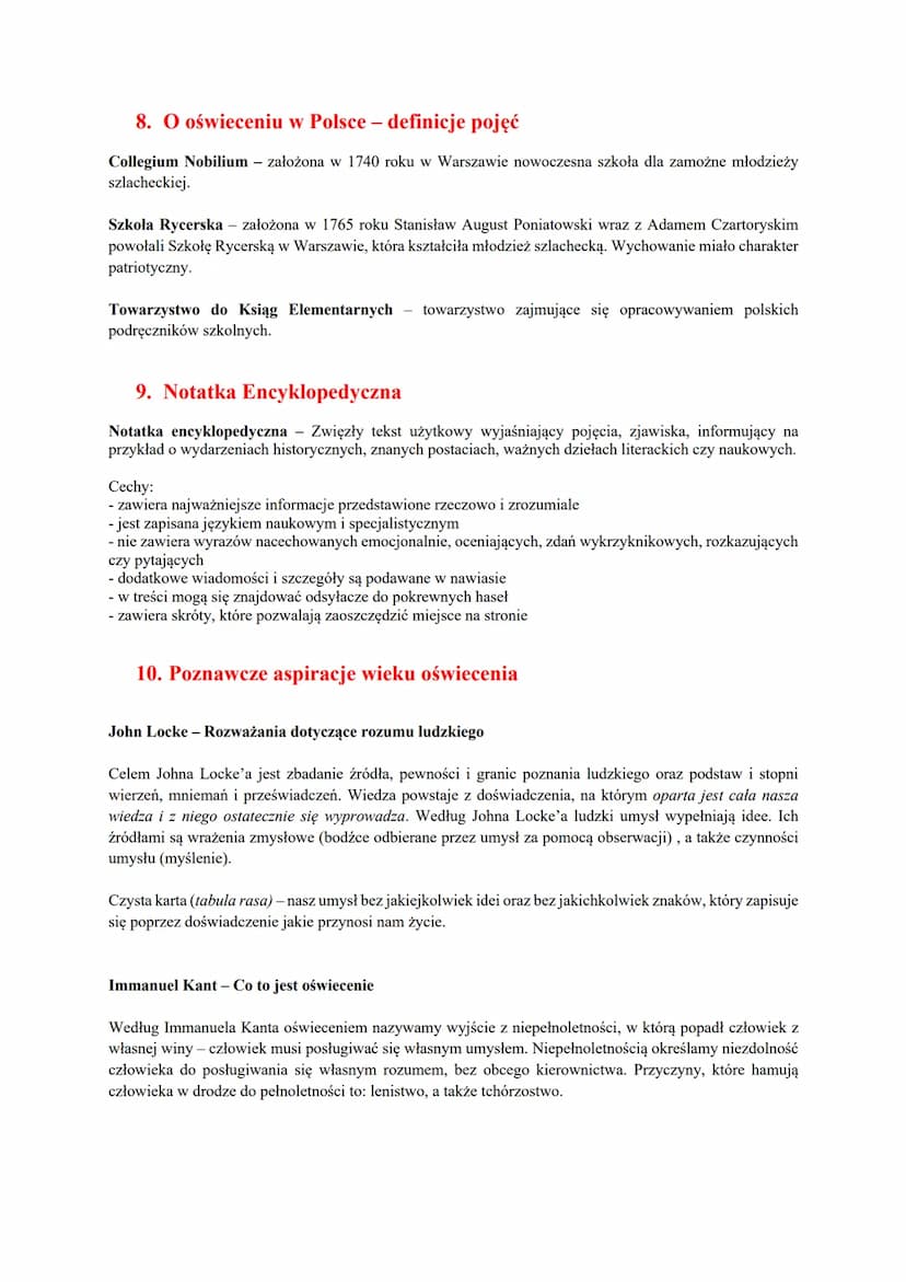 OŚWIECENIE
1. Chronologia
W Europie:
• początek - pod koniec XVII w. - często uznaje się 1688 rok, czyli datę rewolucji, w Anglii która zacz