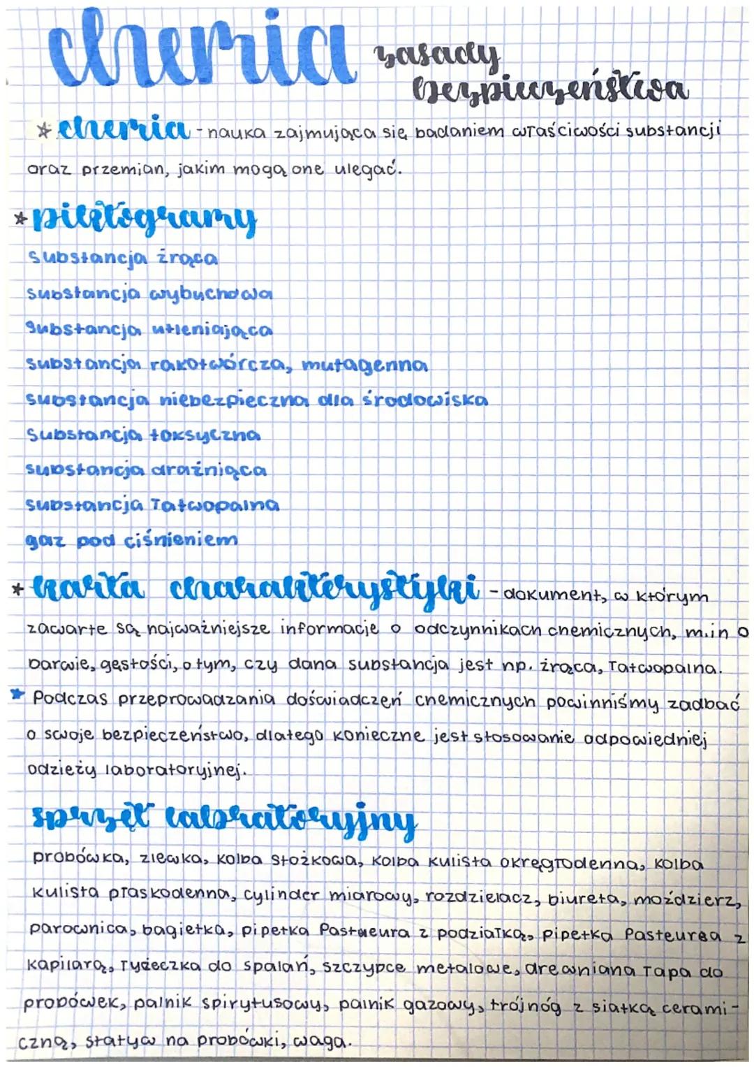 Notatka z chemi, klasa 7 