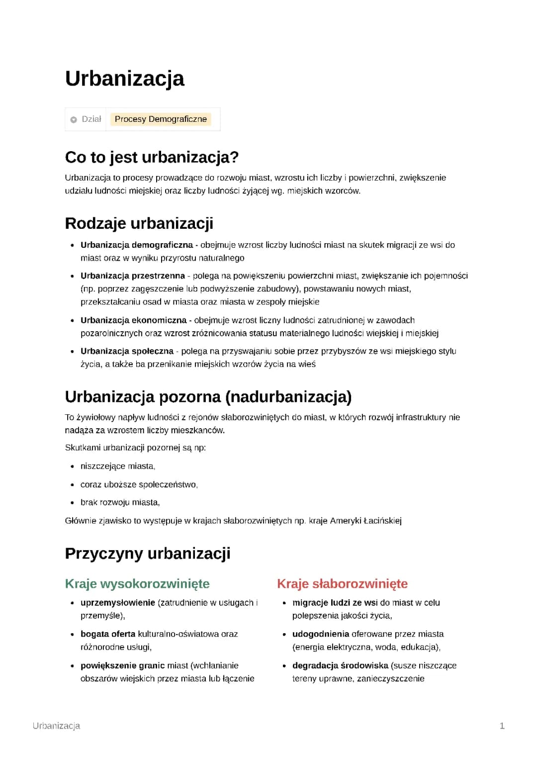 Pojęcie urbanizacji 