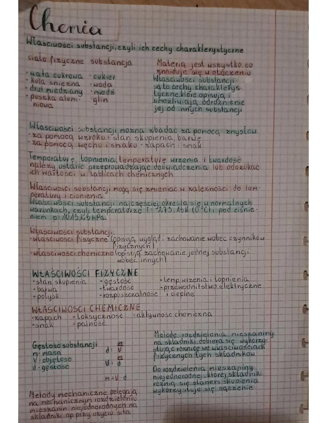 Substancje i ich przemiany: Notatka z Chemii dla 7 Klasy