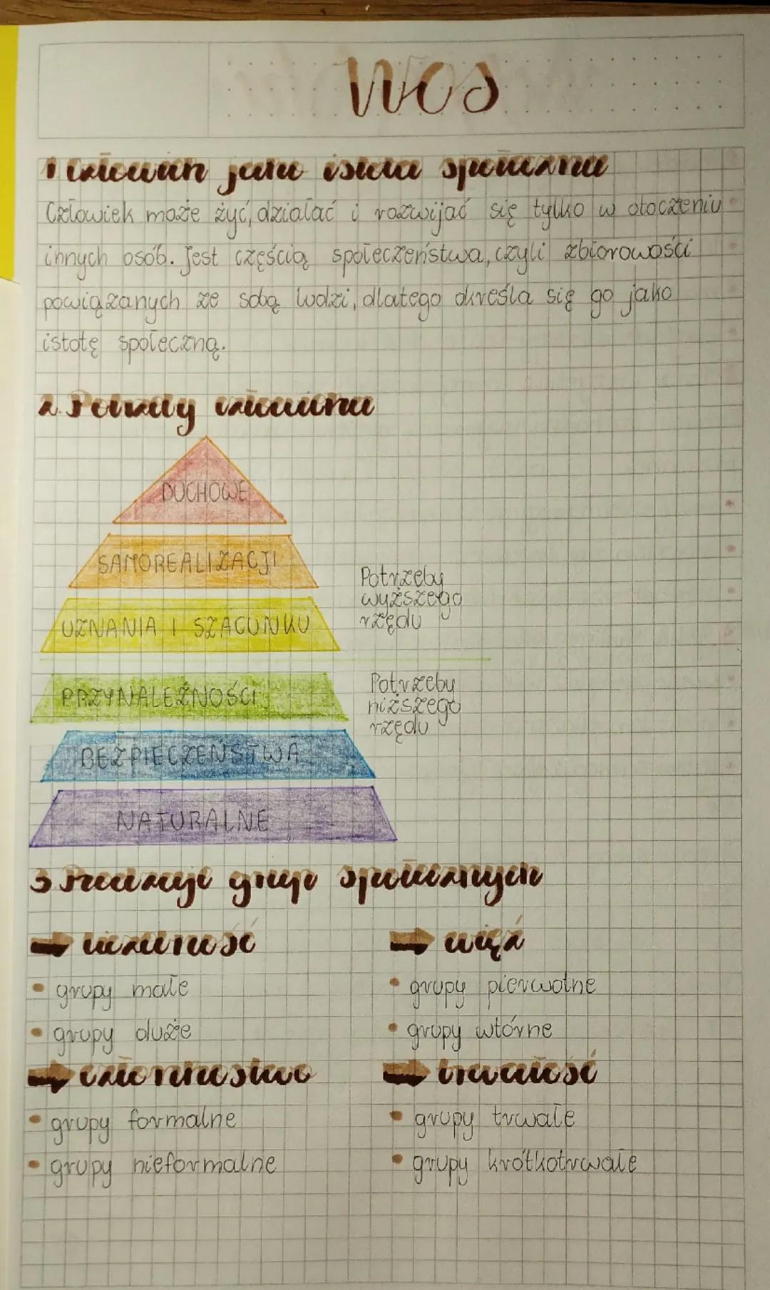 # WOS

1. Człowiek jako istota społeczna
Człowiek może żyć, działać i rozwijać się tylko w otoczeniu innych osób. Jest częścią społeczeństwa