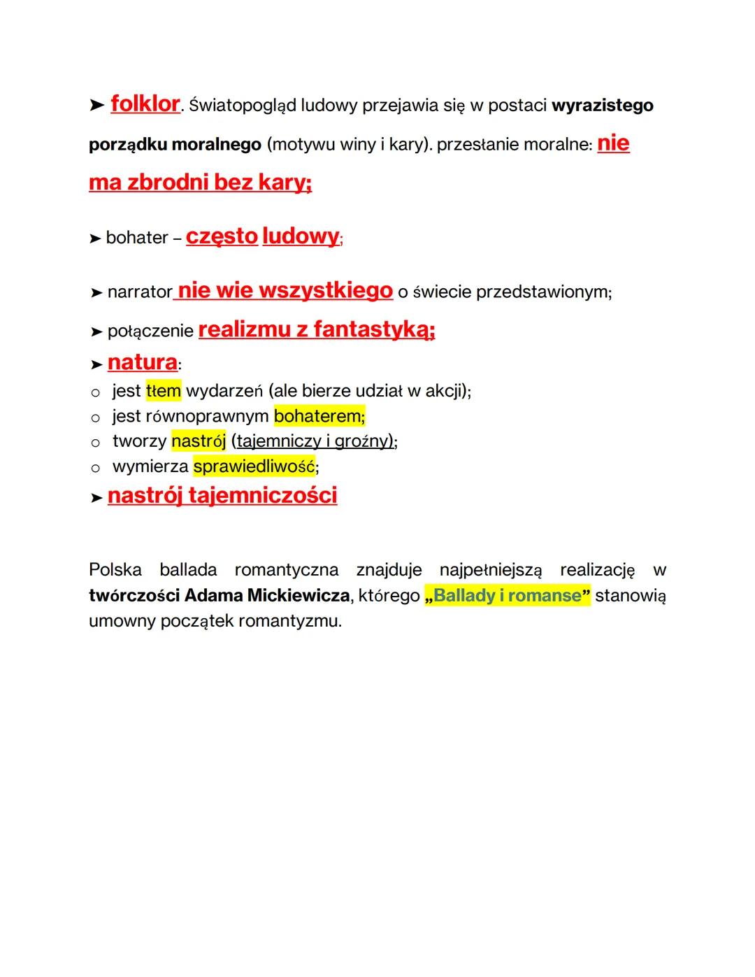 # BALLADA ROMANTYCZNA

Ballada romantyczna to gatunek literacki, który łączy elementy
rzeczywistości z fantastyką, czerpiąc inspiracje z kul