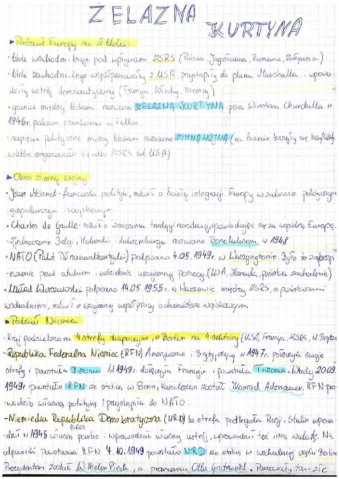 Żelazna Kurtyna i Zimna Wojna - Historia XX wieku