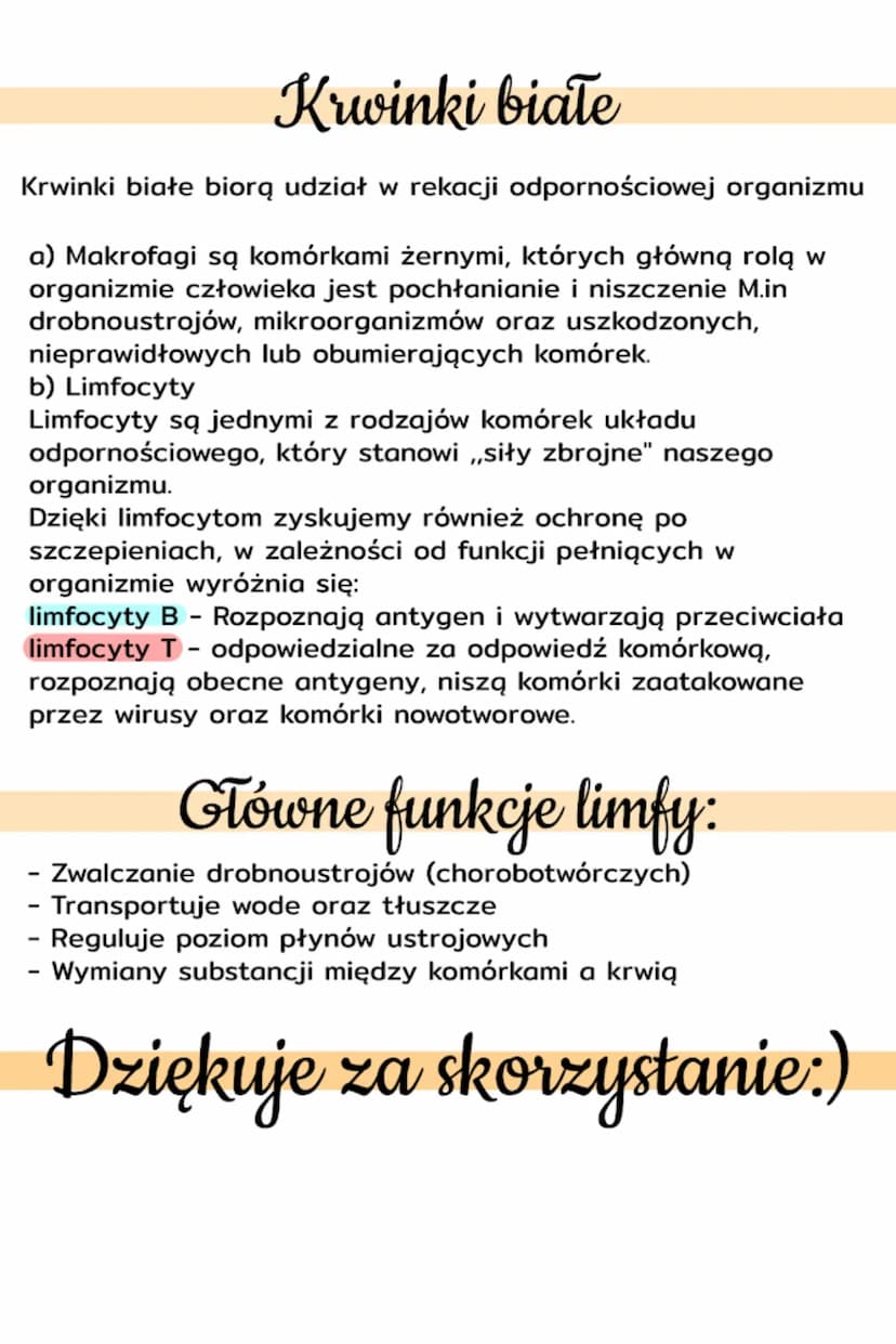 Układ limfatyczny
Budowa
Narządy limfatyczne:
1 Grasica: Dojrzewają w niej limfocyty, mniej więcej w
wieku 20 lat zaczyna zanikać.
2 Śledzio