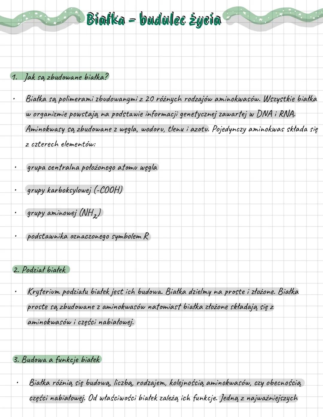 Funkcje białek w organizmie