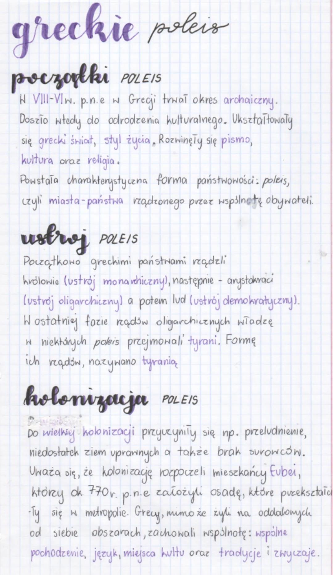 # greckie poleis

# począłki POLEIS

W VIII-VIw. p.n.e w Grecji trwał okres archaiczny.
Doszło wtedy do odrodzenia kulturalnego. Ukształtowa