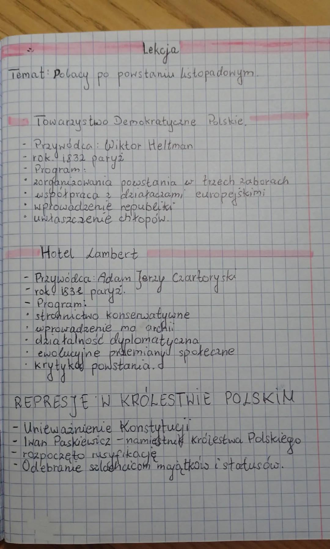 09.10.2024
par.str. 46
Lekcja
Temat: Polacy po powstaniu listopadowym.
Wielka Emigracia - 10tys polaków opósziza tereny Polskie po
Powstaniu