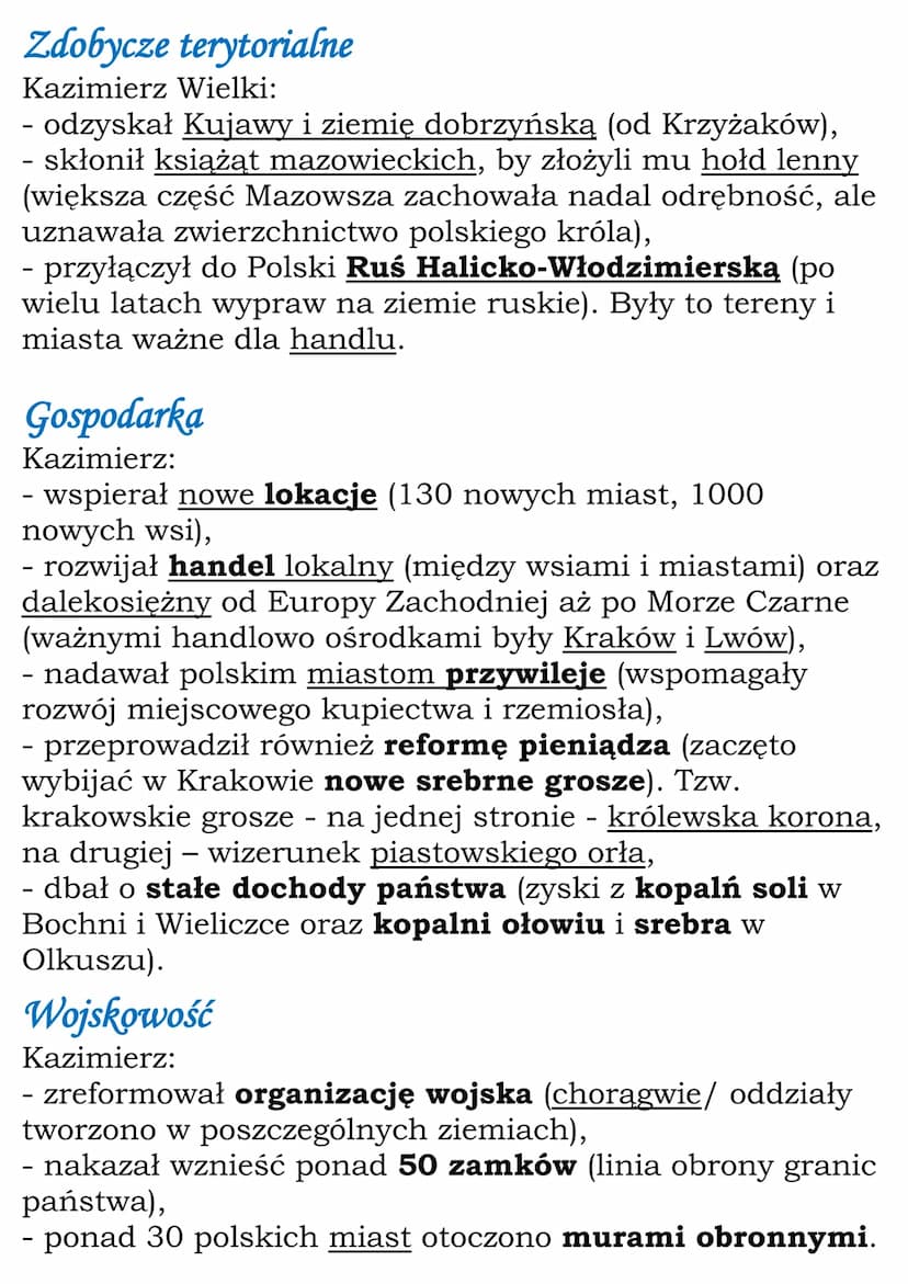 Polska Kazimierza
Wielkiego
Po śmierci Władysława Łokietka tron Polski objął jego syn
Kazimierz (nazwany później Wielkim).
W czasie, gdy Kaz
