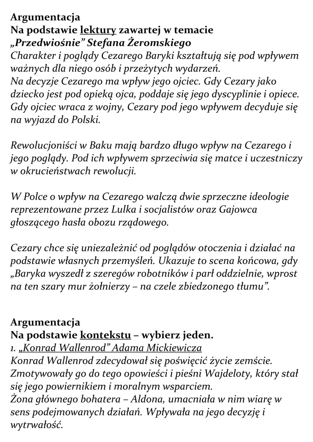 Wpływ otoczenia na życiowe
wybory ludzi.
Omów zagadnienie na podstawie Przedwiośnia Stefana
Żeromskiego. W swojej odpowiedzi uwzględnij równ