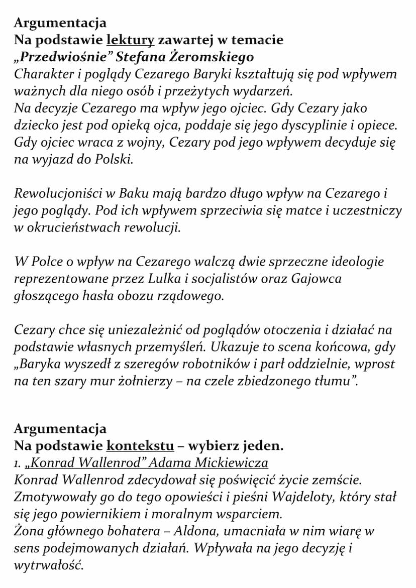 Wpływ otoczenia na życiowe
wybory ludzi.
Omów zagadnienie na podstawie Przedwiośnia Stefana
Żeromskiego. W swojej odpowiedzi uwzględnij równ