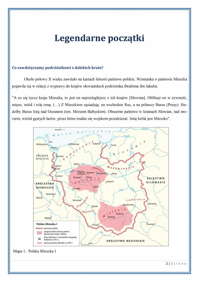 POCZĄTKI PAŃSTWA
POLSKIEGO
1 | Strona Co zawdzięczamy podróżnikowi z dalekich krain?
Około połowy X wieku zawitało na kartach historii państ
