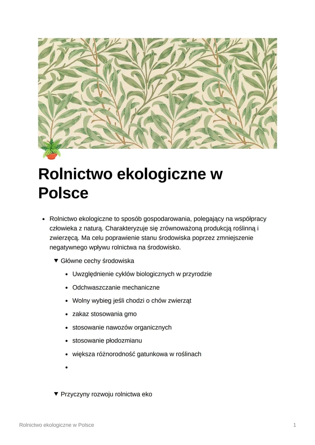 Rolnictwo ekologiczne w
Polsce
• Rolnictwo ekologiczne to sposób gospodarowania, polegający na współpracy
człowieka z naturą. Charakteryzuje
