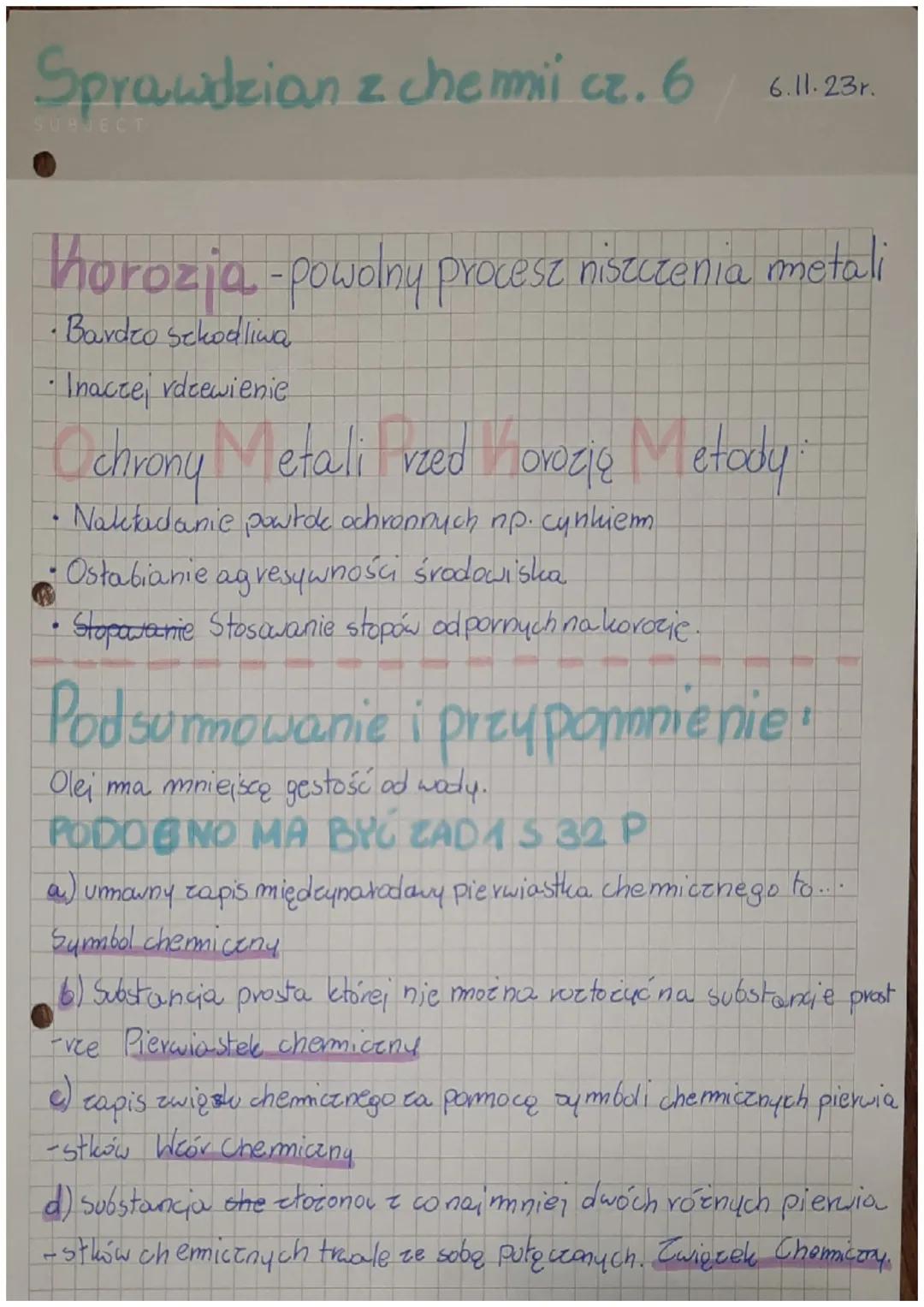Sprawdzian z chemii
s 10
.
•
G
·
Ogrzewanie
połysk
gęstość
twardość
A
CIAŁO FIZYCZNE: ng:
1 Substancia: np:
-wata wkrowa - drut miedziany
-w