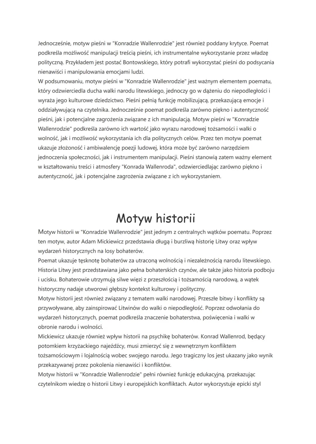 Konrad Wallenrod-motywy
Motyw ojczyzny
Głównym wątkiem powieści poetyckiej Konrad Wallenrod" jest motyw ojczyzny. Bohaterowie
kierują się w 