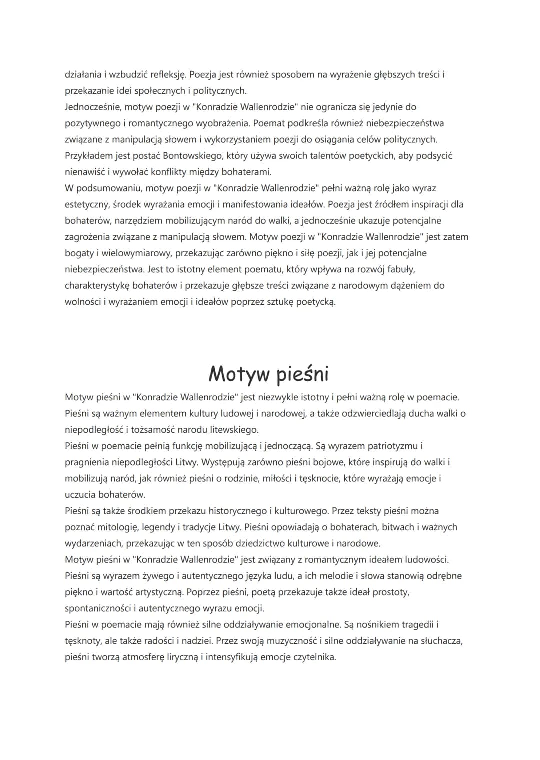 Konrad Wallenrod-motywy
Motyw ojczyzny
Głównym wątkiem powieści poetyckiej Konrad Wallenrod" jest motyw ojczyzny. Bohaterowie
kierują się w 