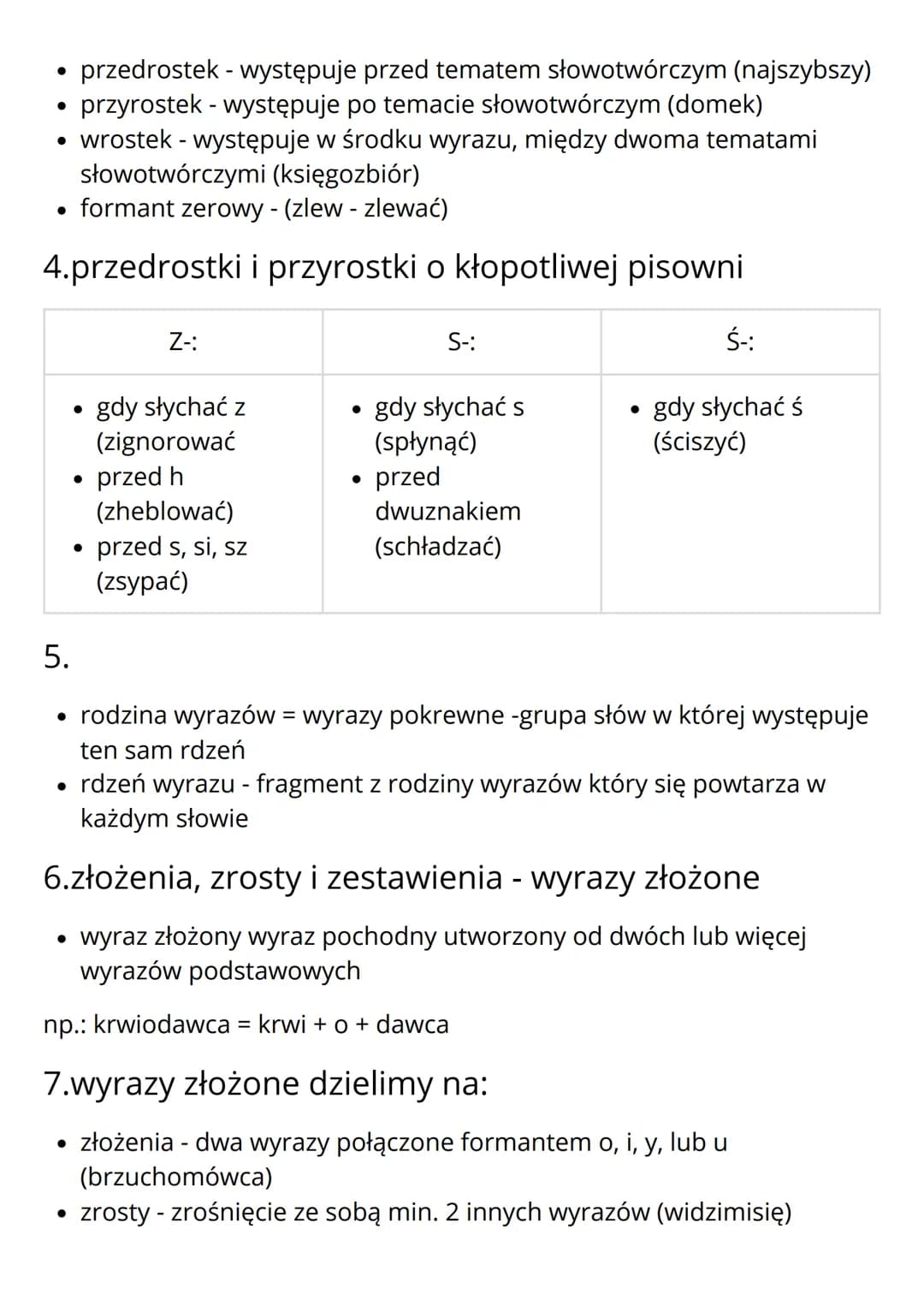 --- OCR Start ---
Słowotwórstwo
1.Budowa słowotwórcza wyrazów
wyrazy pochodnie - wyrazy utworzone od innych słów
wyrazy podstawowe - słowa o
