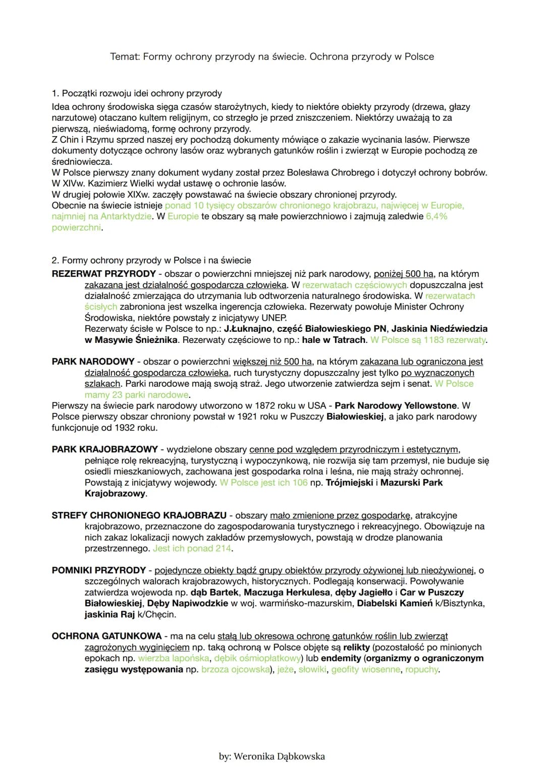 Temat: Formy ochrony przyrody na świecie. Ochrona przyrody w Polsce
1. Początki rozwoju idei ochrony przyrody
Idea ochrony środowiska sięga 